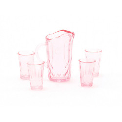 PITCHER W/4 GLASSES, PINK