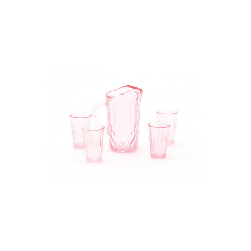 PITCHER W/4 GLASSES, PINK