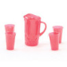 PITCHER W/4 GLASSES, RED
