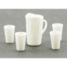 PITCHER W/4 GLASSES, WHITE