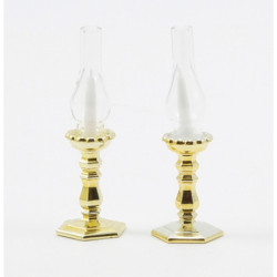 POLISHED GOLD CANDLESTICKS (2)