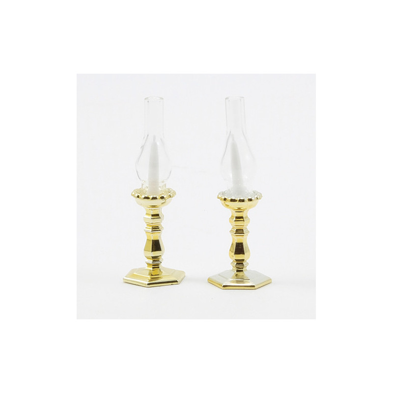 POLISHED GOLD CANDLESTICKS (2)