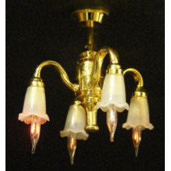 4 Down-Arm Frosted Tulip Shade Chandelier