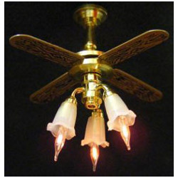 CEILING FAN W/3 TULIP SHADES 1/2 SCALE