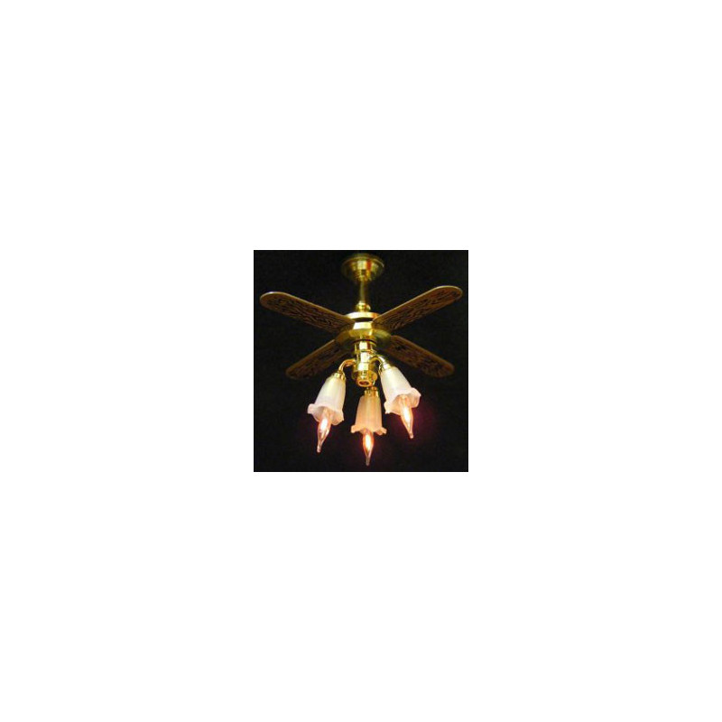 CEILING FAN W/3 TULIP SHADES 1/2 SCALE
