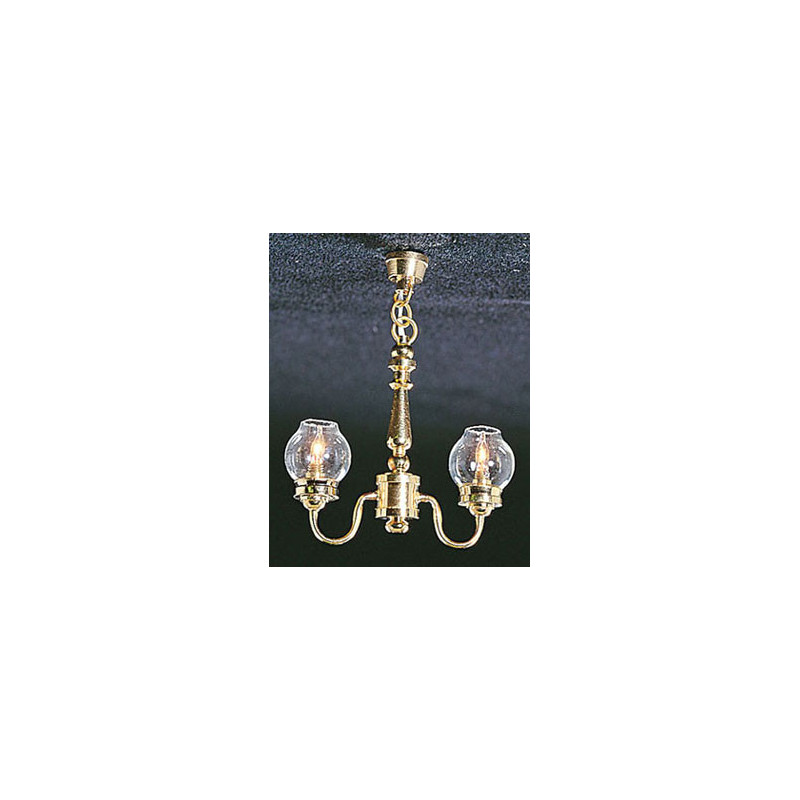 &MH879: 2 UP-ARM CLEAR GLOBE CHANDELIER