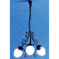 &MH1013: 3-ARM FILIGREE CHANDELIER, BLK