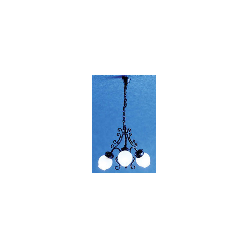 &MH1013: 3-ARM FILIGREE CHANDELIER, BLK