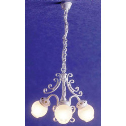 CHANDELIER, 3-ARM FILIGREE WHT