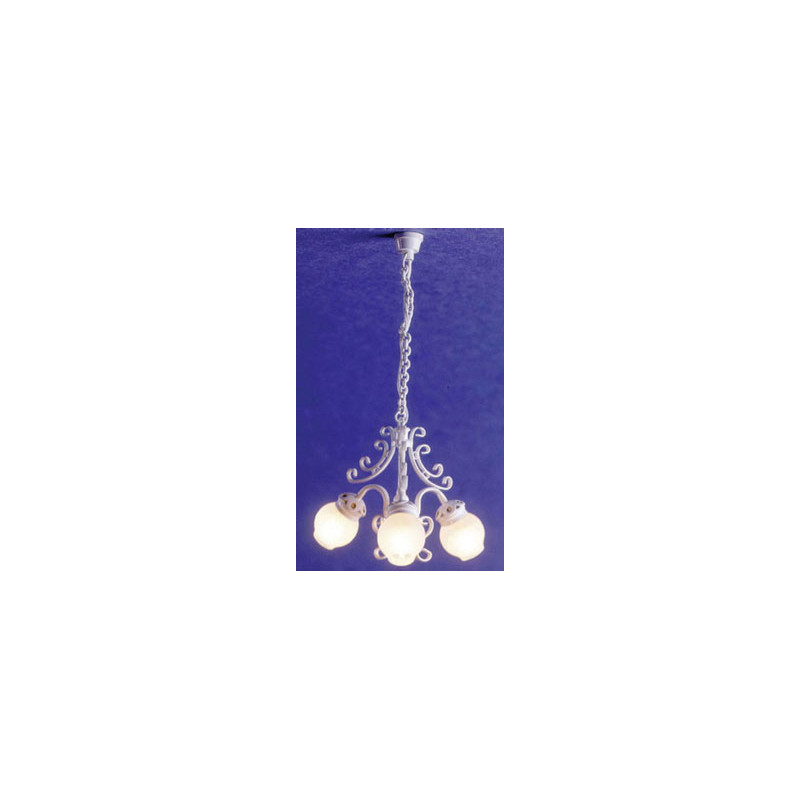 CHANDELIER, 3-ARM FILIGREE WHT