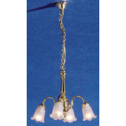 4DOWN-ARM FROSTED TULIP CHANDELIER