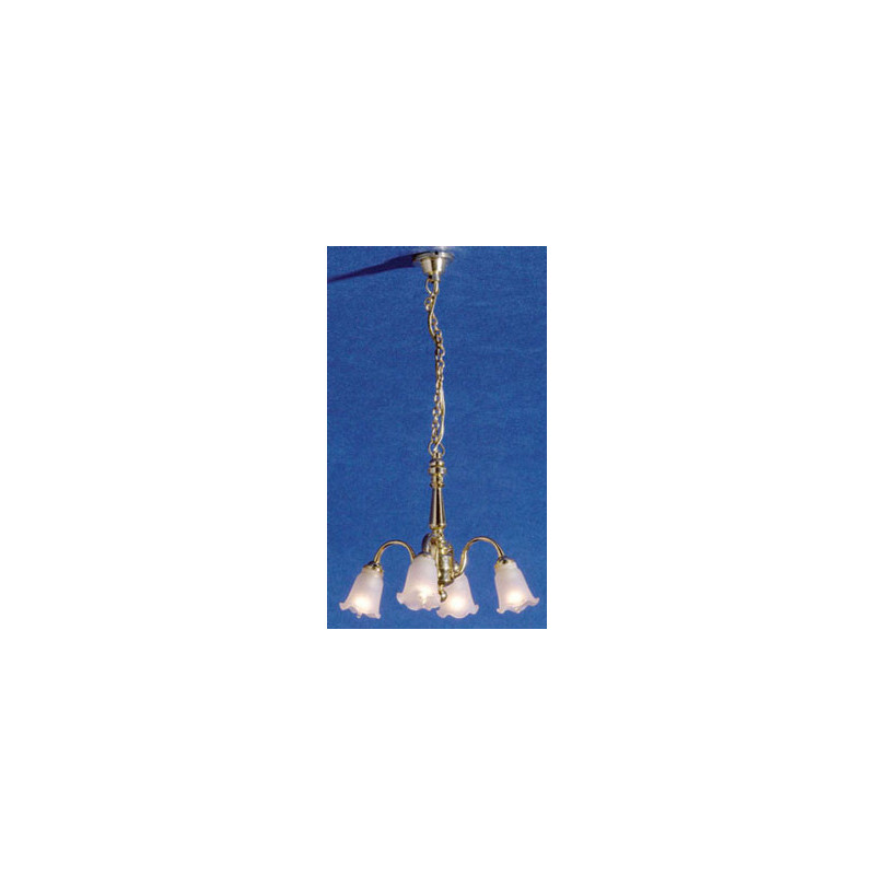 4DOWN-ARM FROSTED TULIP CHANDELIER
