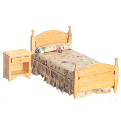 Bed & Night Stand  Oak