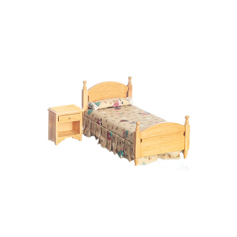 Bed & Night Stand  Oak