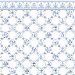 6 pack Wallpaper, Dutch Tile, Blue On White