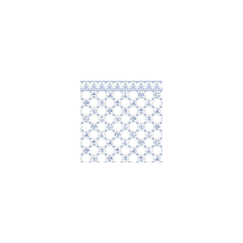 6 pack Wallpaper, Dutch Tile, Blue On White