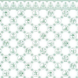 6 pack Wallpaper, Dutch Tile, Green On White