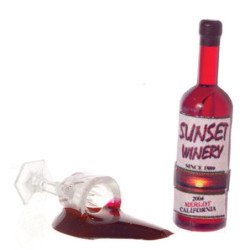 SPILLED WINE W/GOBLET & BOTTLE