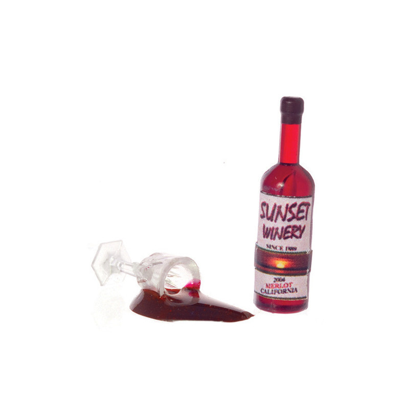 SPILLED WINE W/GOBLET & BOTTLE