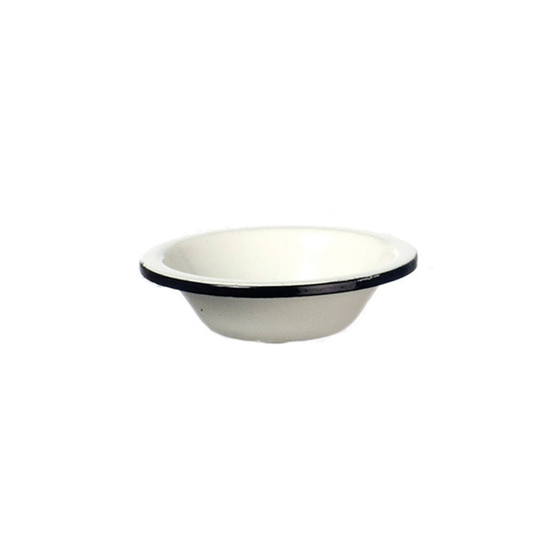 DISH PAN, WHITE ENAMEL W/BLACK TRIM