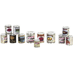 FOOD CANS SET, ASSORTED, SET/12