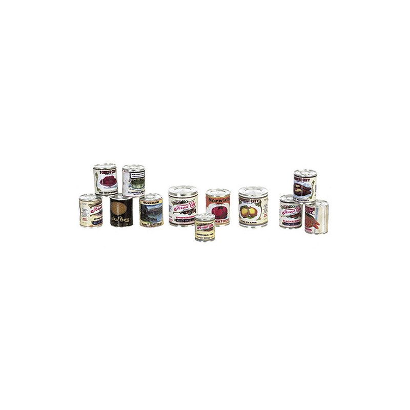 FOOD CANS SET, ASSORTED, SET/12