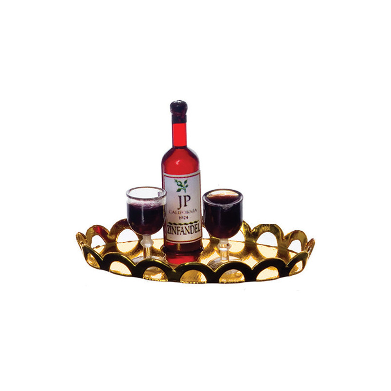 RED WINE, 2 GLASSES, TRAY