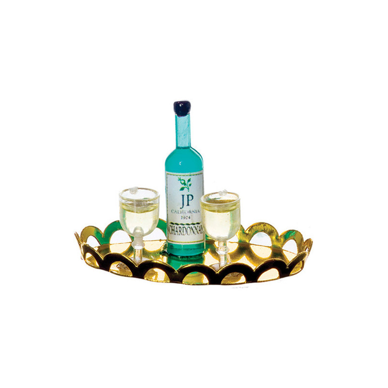 WHITE WINE, 2 GLASSES, TRAY