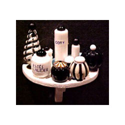 COSMETIC 1/2 ROUND SHELF-BLACK/WHITE