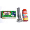 INSECT REPELLANT, FLASHLIGHT, TRASH BAGS