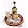 WH WINE BOTT W/2FILLED GLASES ON TRA