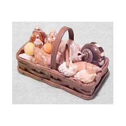 SHELLS IN RECT. BASKET W/ HANDLE