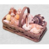 SHELLS IN RECT. BASKET W/ HANDLE