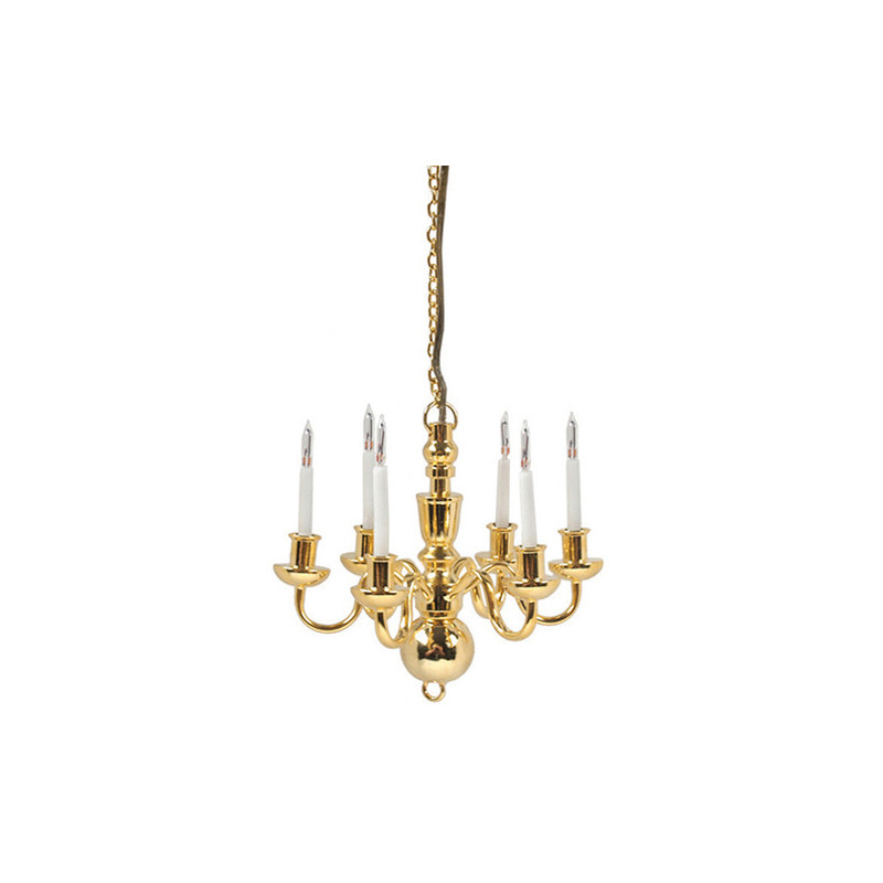 6 Arm Brass Chand W/Bi-Pin