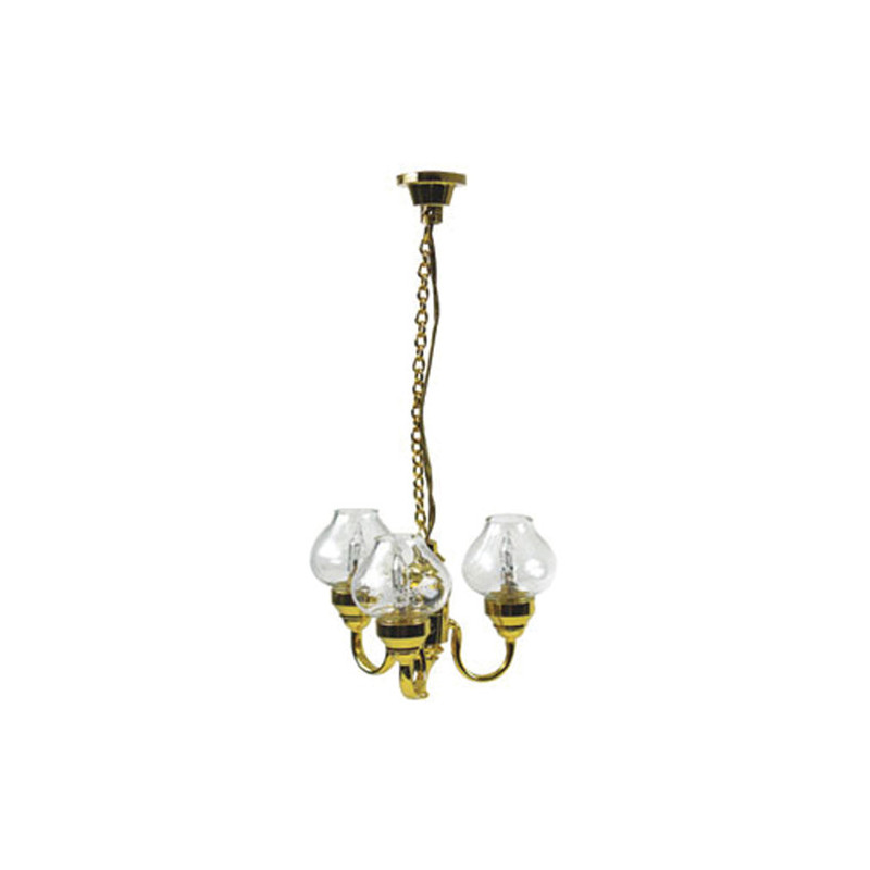 3-Arm Clear Globe Chandelier
