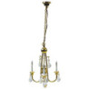 3-ARM BRASS, CRYSTAL CHANDELIER