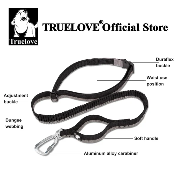 Truelove Dog Running Bungee Leash Hand-held Waistworn Adjustable Nylon Elastic Retractable Dog Leads for Running Jogging Walking - Image 3