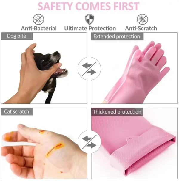 Pet Grooming Cleaning Gloves Dog Cat Bathing Shampoo Glove Scrubber Magic Dishwashing Cleanner Sponge Silicon Hair Removal Glove - Image 14