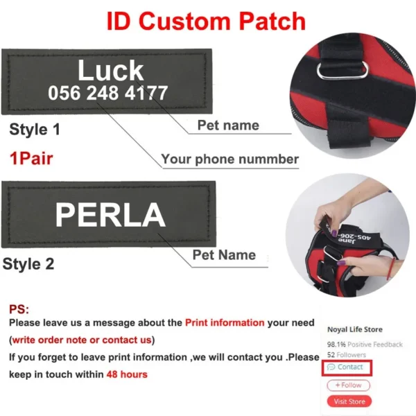 Reflective Breathable Adjustable  Dog Harness Vest ID Patch Customized Pet Harness For Dog Pet Outdoor Harness - Image 4