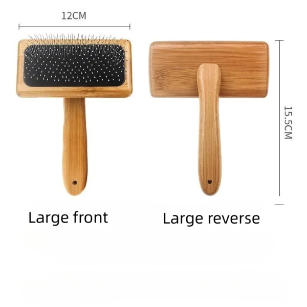 Natural Bamboo Handle Comb Stainless Steel Hair Brush Dogs Cats Pets Accessories Tools Open Knit Puppy Combs Durable Dense - Image 4