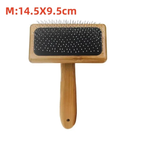 Natural Bamboo Handle Comb Stainless Steel Hair Brush Dogs Cats Pets Accessories Tools Open Knit Puppy Combs Durable Dense - Image 8