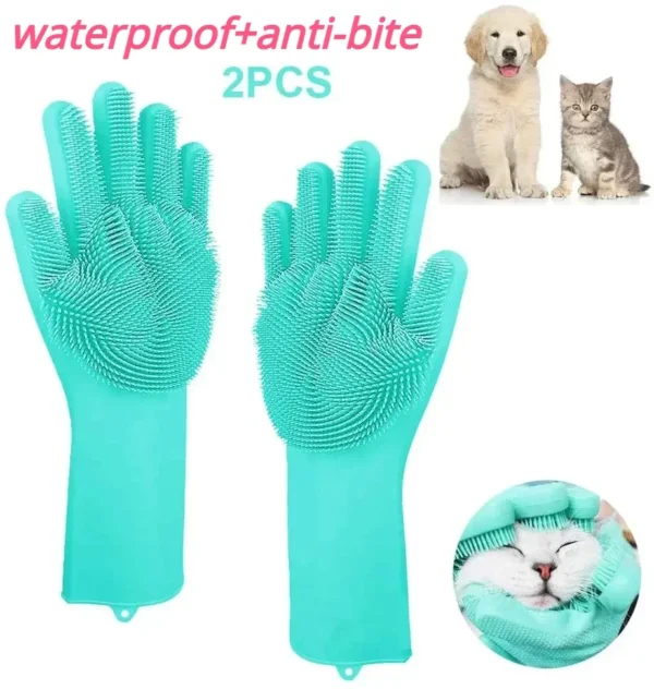 Pet Grooming Cleaning Gloves Dog Cat Bathing Shampoo Glove Scrubber Magic Dishwashing Cleanner Sponge Silicon Hair Removal Glove