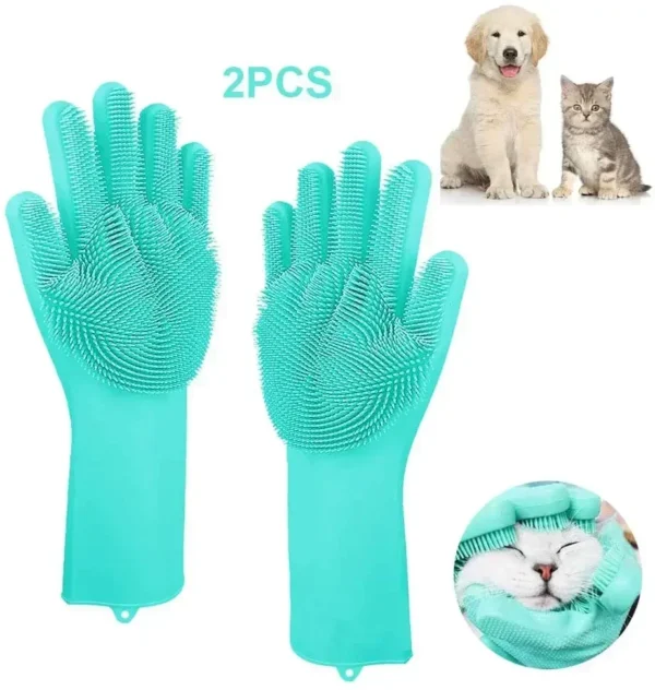 Pet Grooming Cleaning Gloves Dog Cat Bathing Shampoo Glove Scrubber Magic Dishwashing Cleanner Sponge Silicon Hair Removal Glove - Image 12